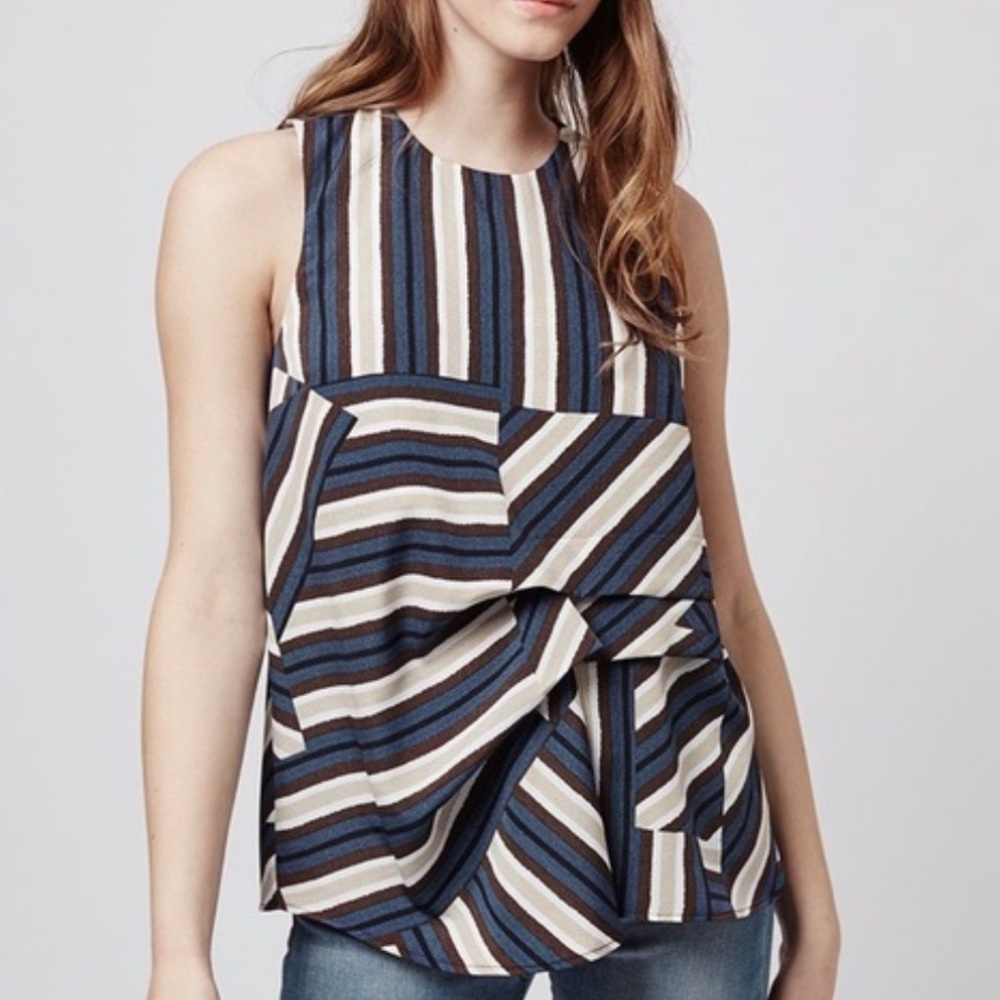Topshop Multicolor Striped Sleeveless Blouse